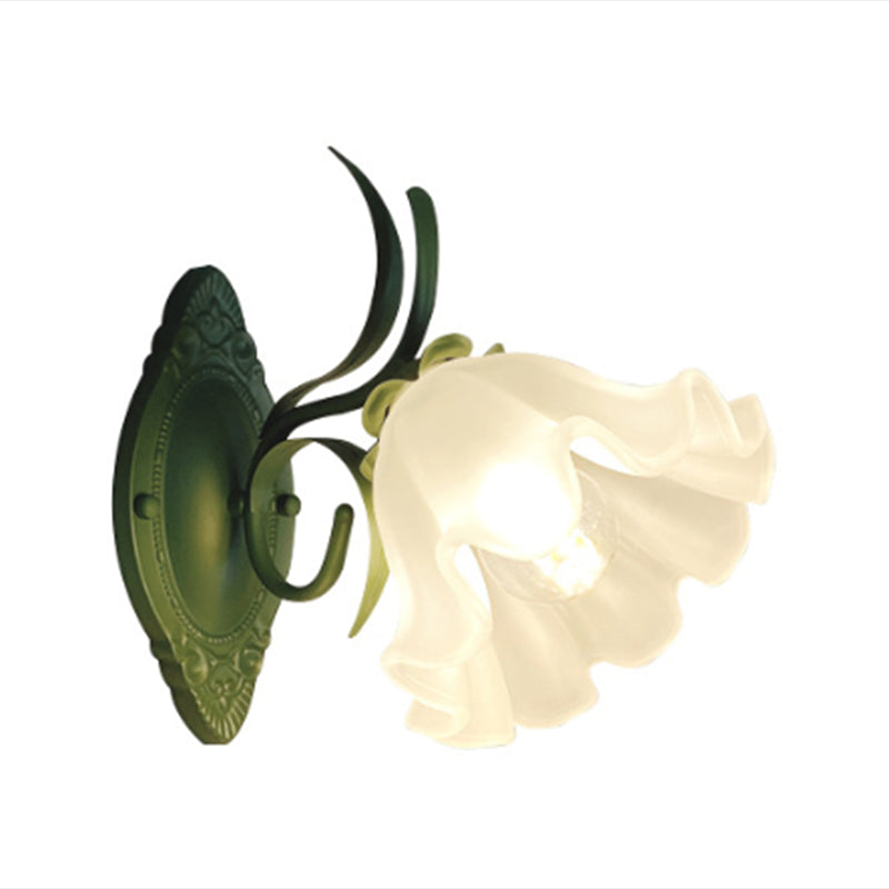 Flower Shape Metal Wall Sconces Modern 1/2-Lights Wall Mount Light Fixture in Green