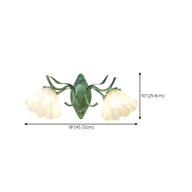 Flower Shape Metal Wall Sconces Modern 1/2-Lights Wall Mount Light Fixture in Green