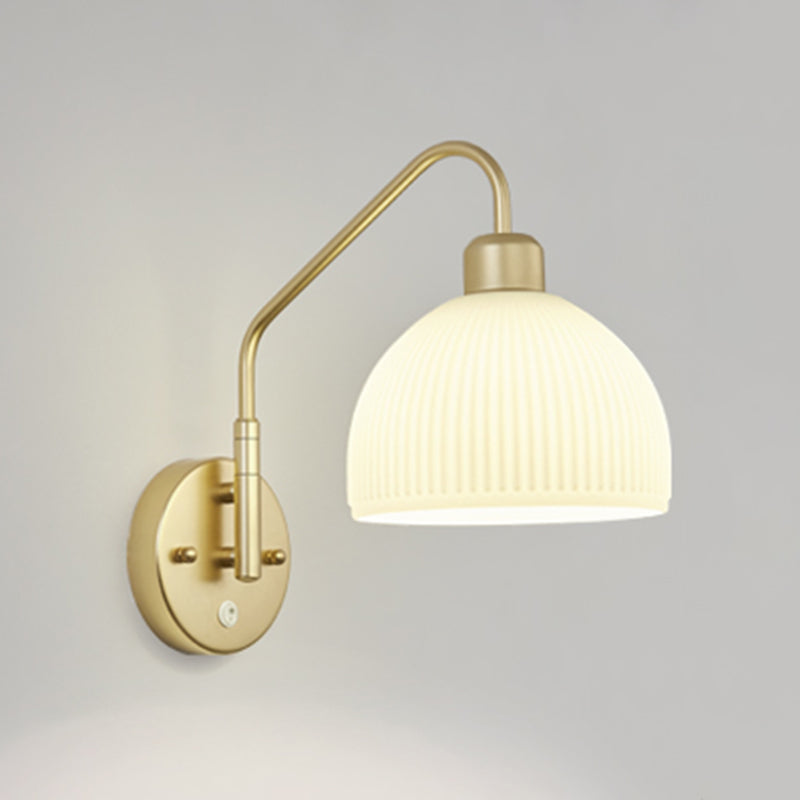 Dome Shape Metal Wall Sconces Modern 1-Light Wall Mount Light Fixture in Gold