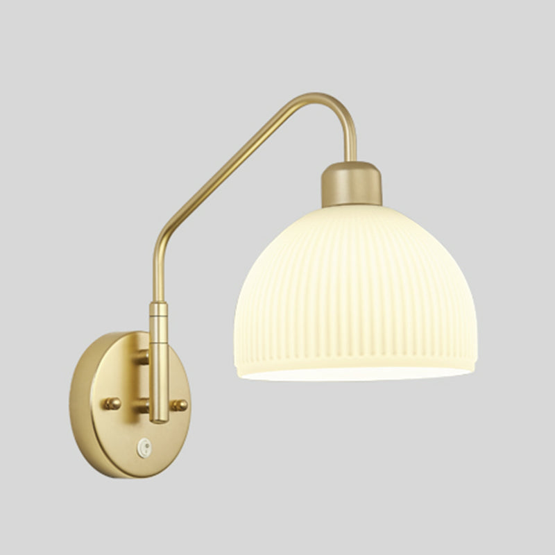 Dome Shape Metal Wall Sconces Modern 1-Light Wall Mount Light Fixture in Gold
