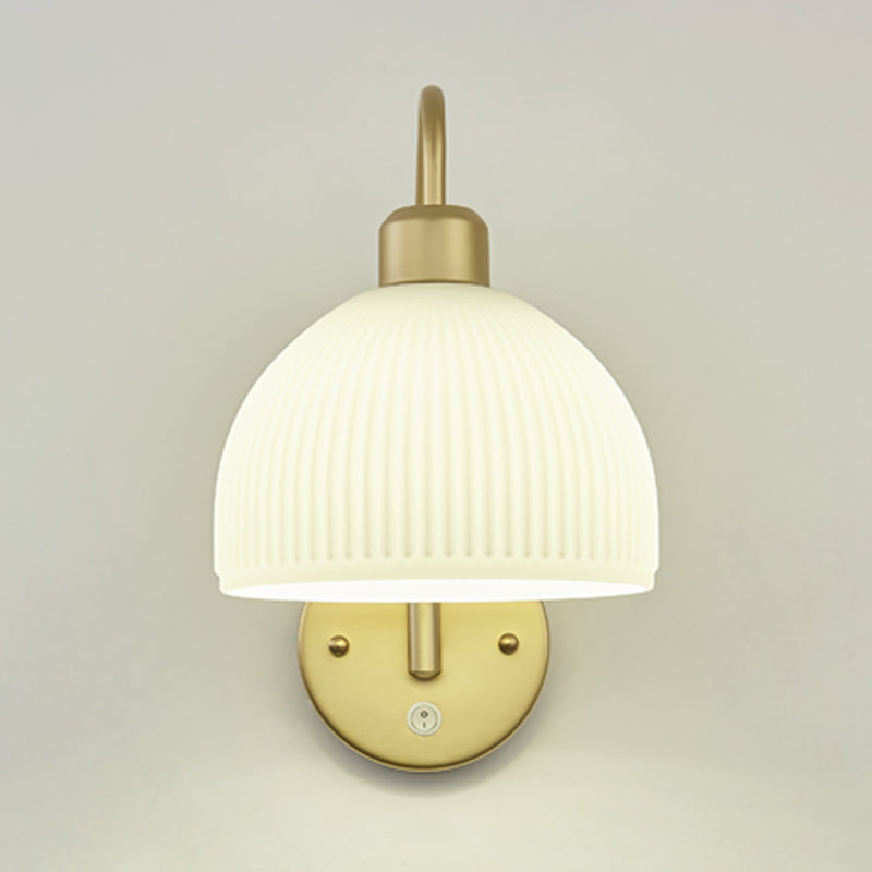 Dome Shape Metal Wall Sconces Modern 1-Light Wall Mount Light Fixture in Gold