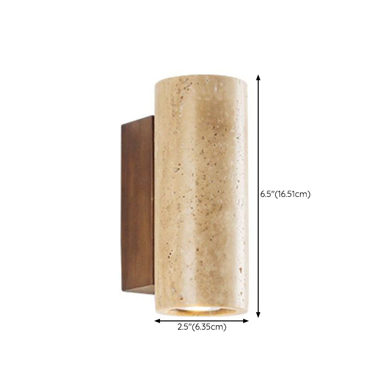 Cylinder Shape Wood Wall Sconces Modern 1-Light Wall Mount Light Fixture in Brown