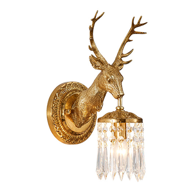 Unique Shape Crystal Wall Sconces Modern 1-Light Wall Mount Light Fixture in Gold