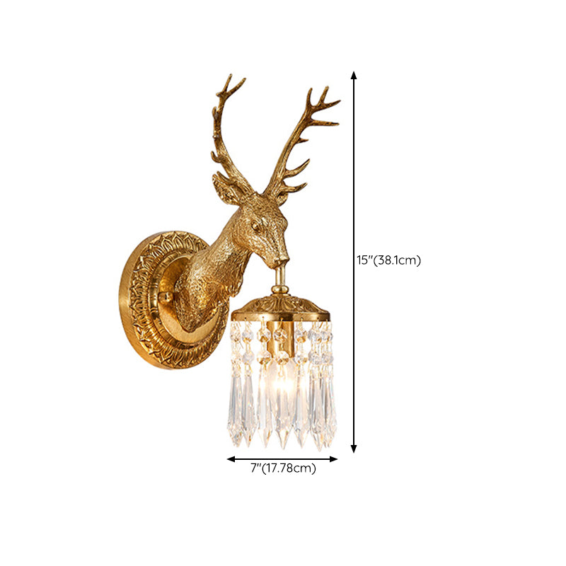 Unique Shape Crystal Wall Sconces Modern 1-Light Wall Mount Light Fixture in Gold