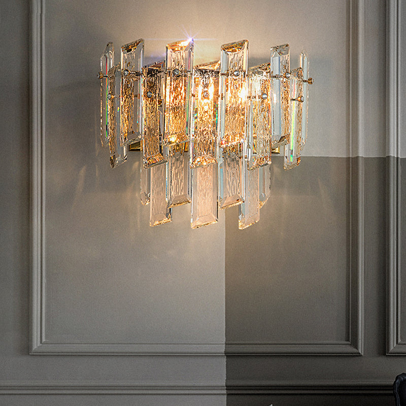 Geometric Shape Crystal Wall Sconces Modern Wall Mount Light in Gold