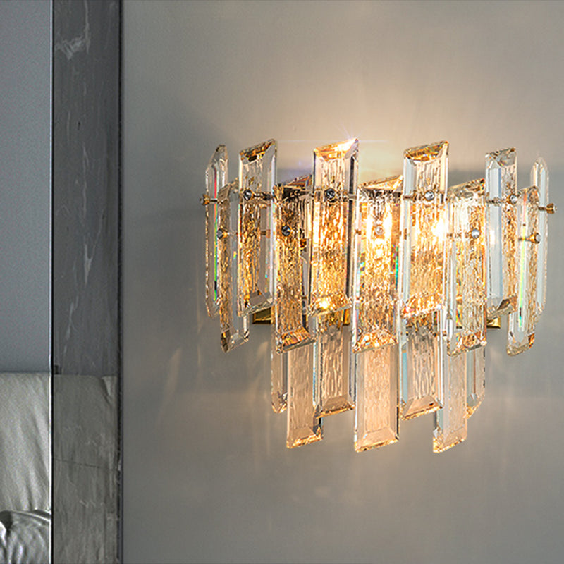 Geometric Shape Crystal Wall Sconces Modern Wall Mount Light in Gold