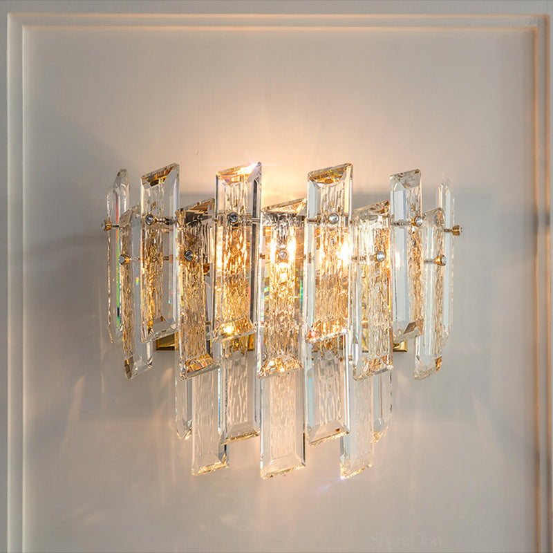 Geometric Shape Crystal Wall Sconces Modern Wall Mount Light in Gold