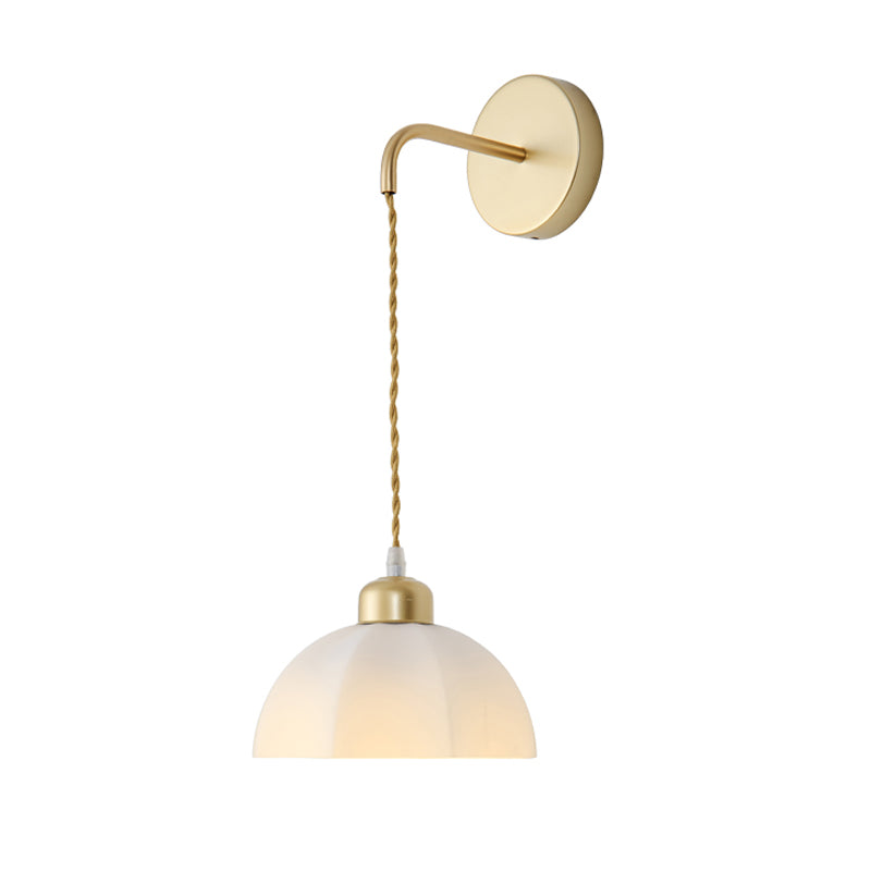 Modern Metal Wall Sconce Geometric Shape Wall Light with Glass Shade in Gold for Bedroom