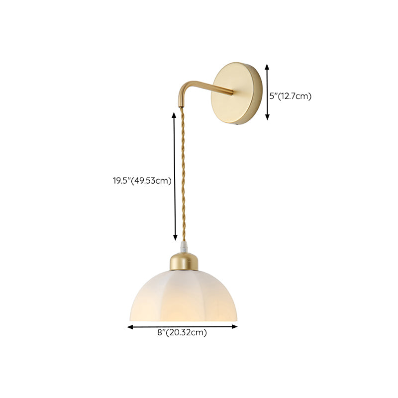 Modern Metal Wall Sconce Geometric Shape Wall Light with Glass Shade in Gold for Bedroom