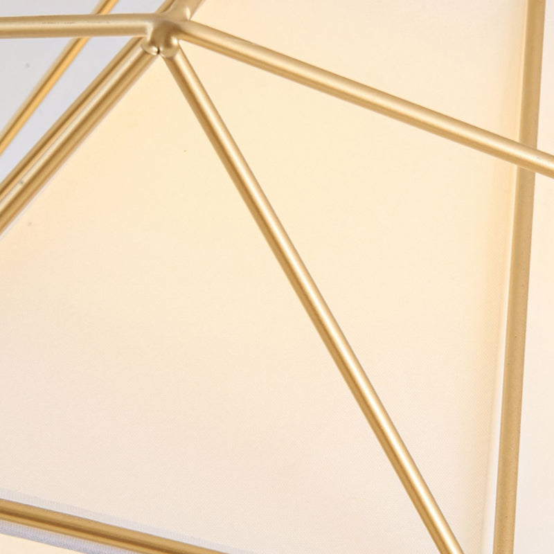 Modern Metal Wall Sconce Diamond Shape Wall Light with Fabric Shade for Bedroom