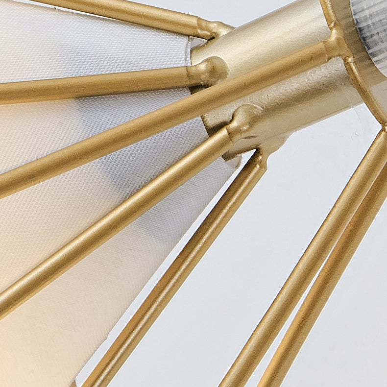 Modern Metal Wall Sconce Diamond Shape Wall Light with Fabric Shade for Bedroom