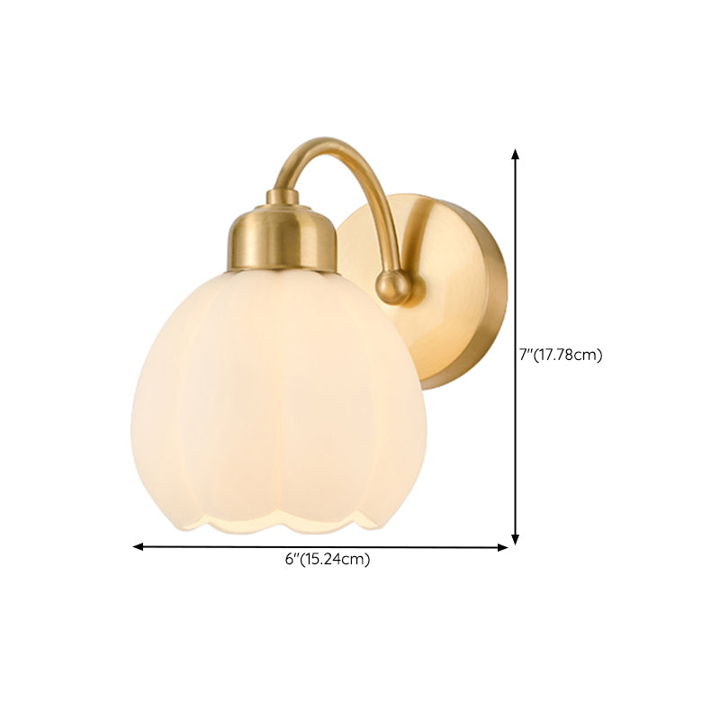 Modern Metal Wall Sconce 1 Light Wall Light with Glass Shade for Bedroom