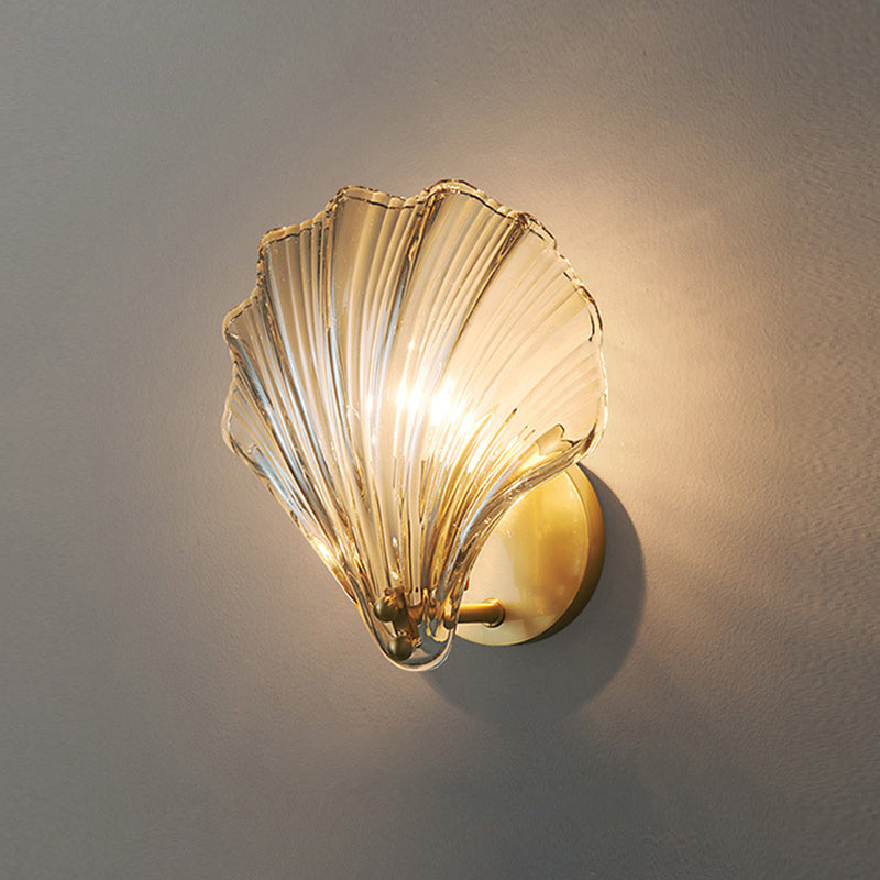 Contemporary Single Brass Bathroom Vanity Light LED Glass Shaded Bath Bar