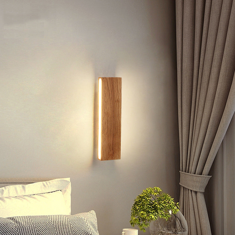 Modernism Single Beige Bathroom Vanity Light Wooden LED Bath Bar