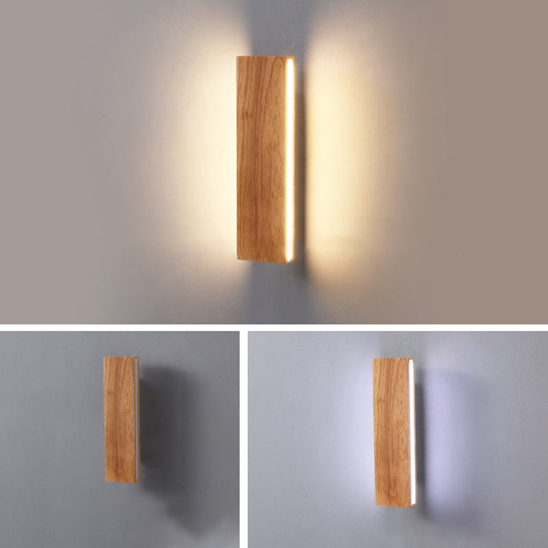 Modernism Single Beige Bathroom Vanity Light Wooden LED Bath Bar