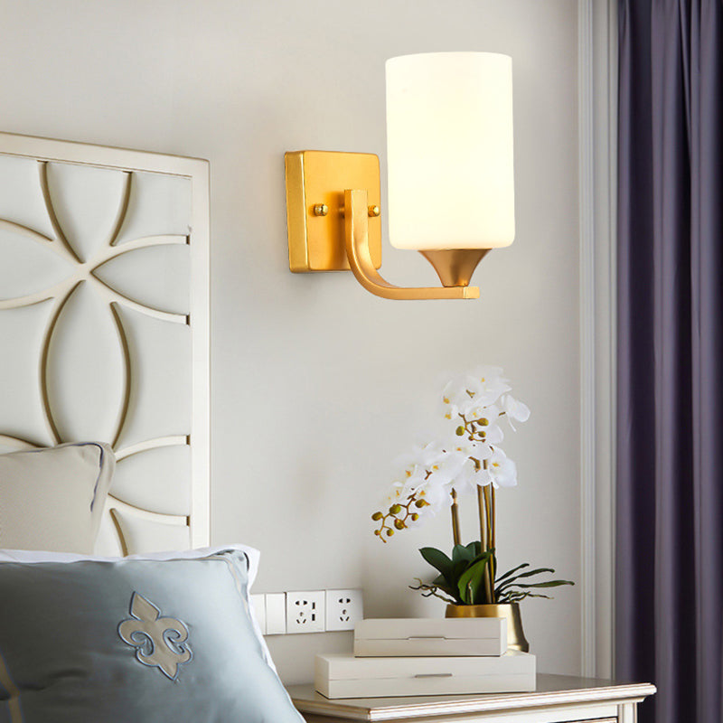 Modernism 1/2-Light Golden Vanity Light Glass Shade Bath Bar