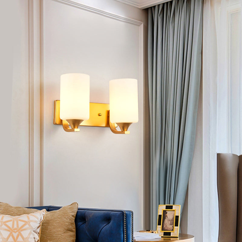 Modernism 1/2-Light Golden Vanity Light Glass Shade Bath Bar