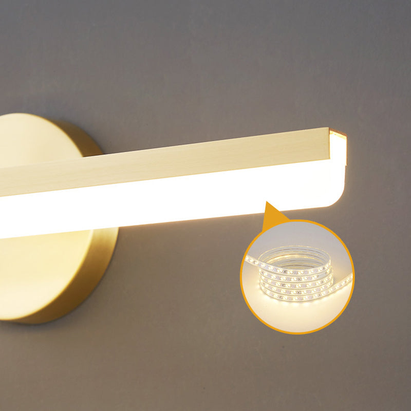 Minimalism Vanity Light Streamlined LED Bathroom Mirror Lamp in Gold