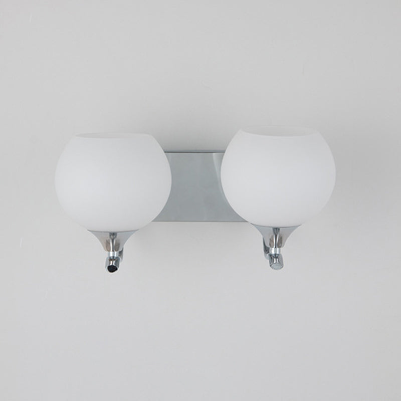 Modernism 1/2-Light Chrome Vanity Light Glass Shaded Bath Bar
