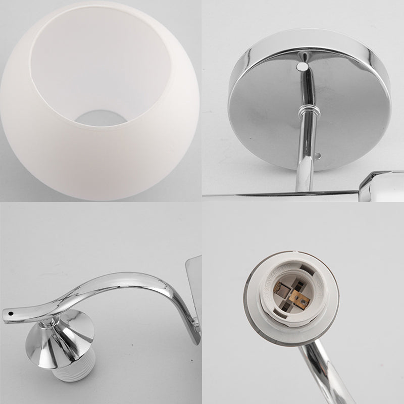 Modernism 1/2-Light Chrome Vanity Light Glass Shaded Bath Bar