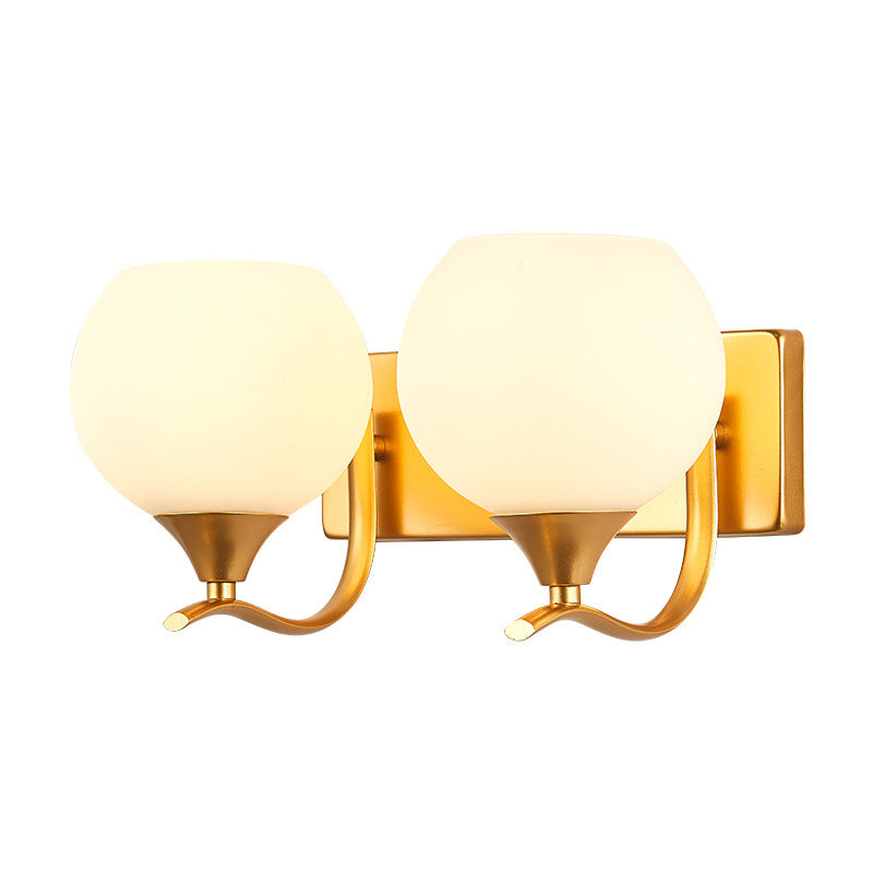Modernism 1/2-Light Golden Vanity Light Glass Shaded Bath Bar