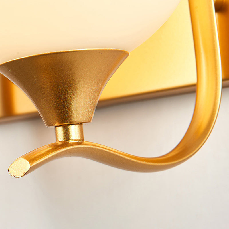 Modernism 1/2-Light Golden Vanity Light Glass Shaded Bath Bar