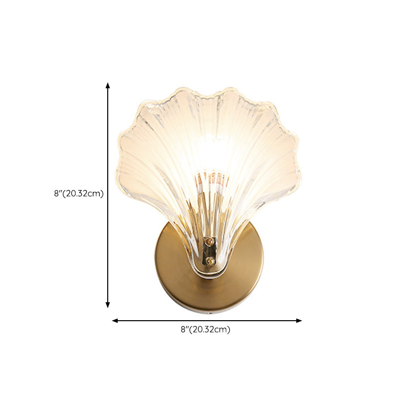 Shell Shape Glass Vanity Lamp Modern Style 1 Light Vanity Light Fixture in Gold