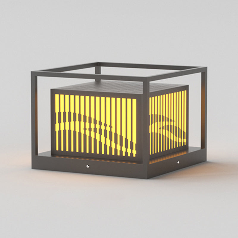 Household Pillar Light Geometric LED Solar Lighting Fixture for Backyard