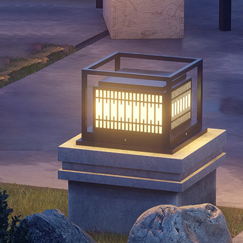Household Pillar Light Geometric LED Solar Lighting Fixture for Backyard