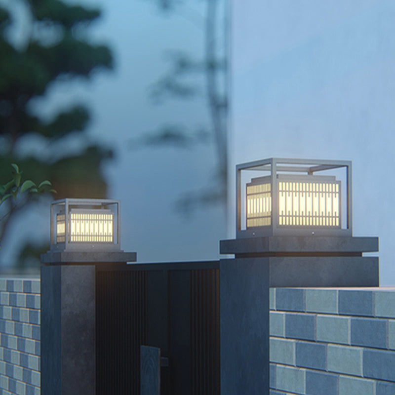 Household Pillar Light Geometric LED Solar Lighting Fixture for Backyard