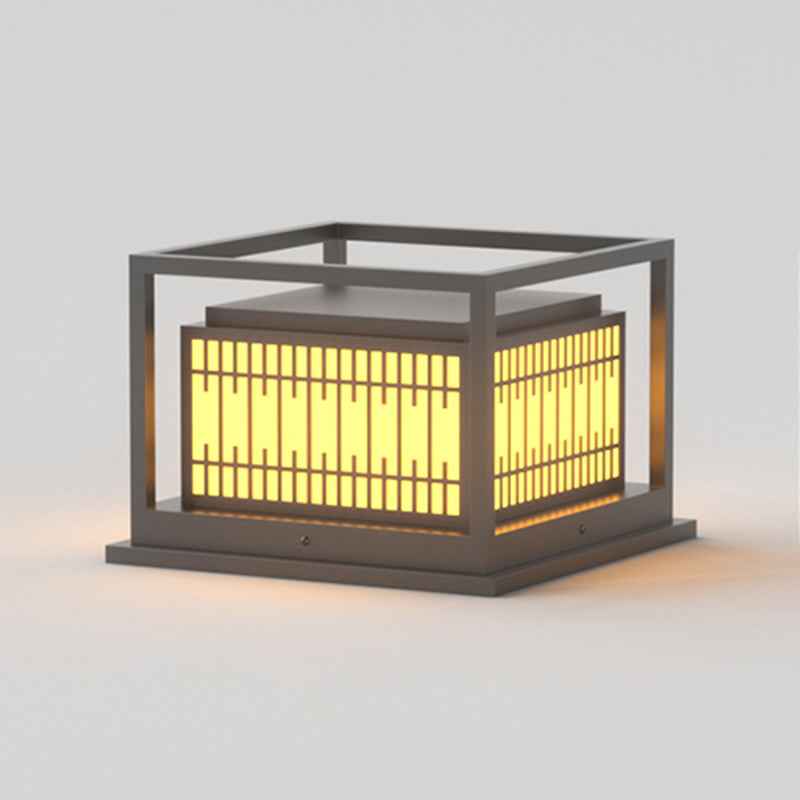 Household Pillar Light Geometric LED Solar Lighting Fixture for Backyard