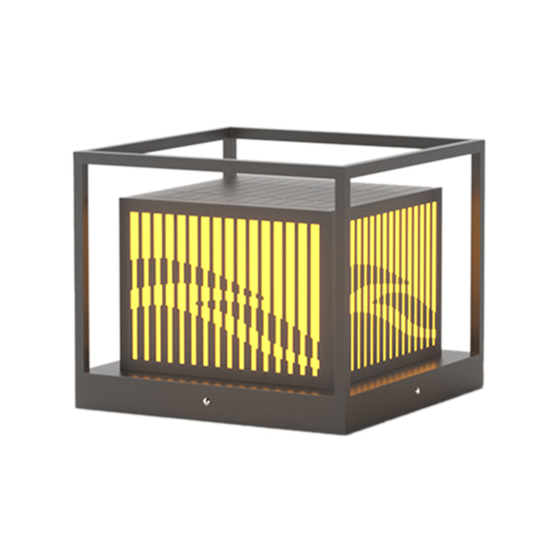 Household Pillar Light Geometric LED Solar Lighting Fixture for Backyard