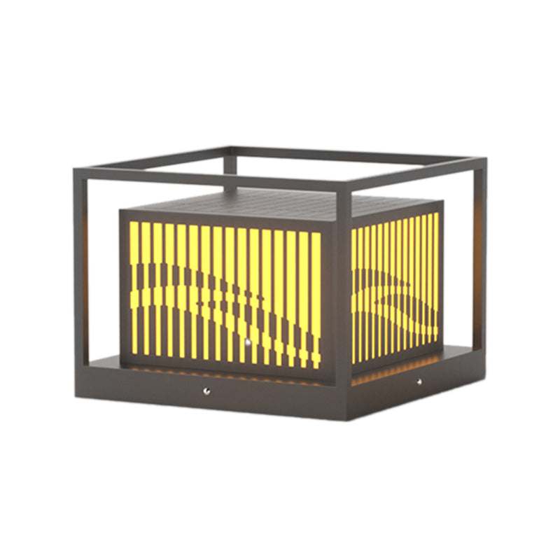 Household Pillar Light Geometric LED Solar Lighting Fixture for Backyard