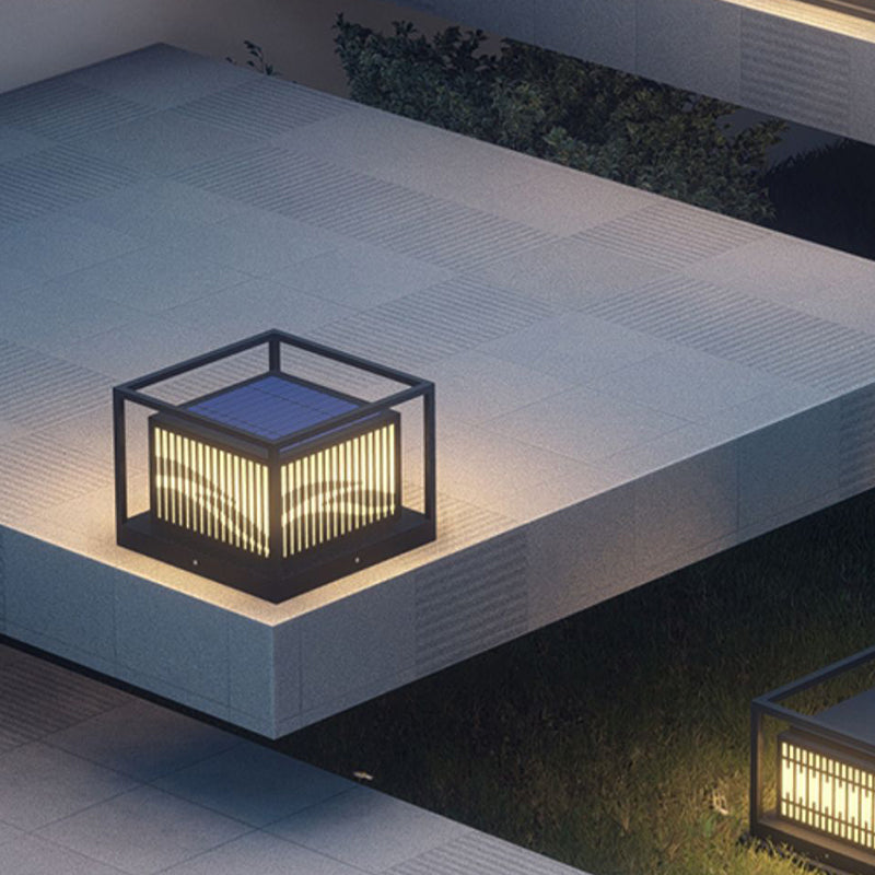 Household Pillar Light Geometric LED Solar Lighting Fixture for Backyard