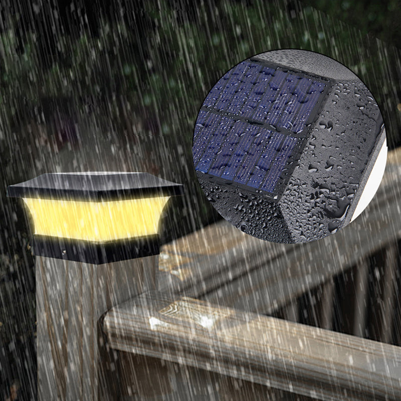 Black Square Pillar Lamp Outdoor Waterproof Solar Lights for Garden