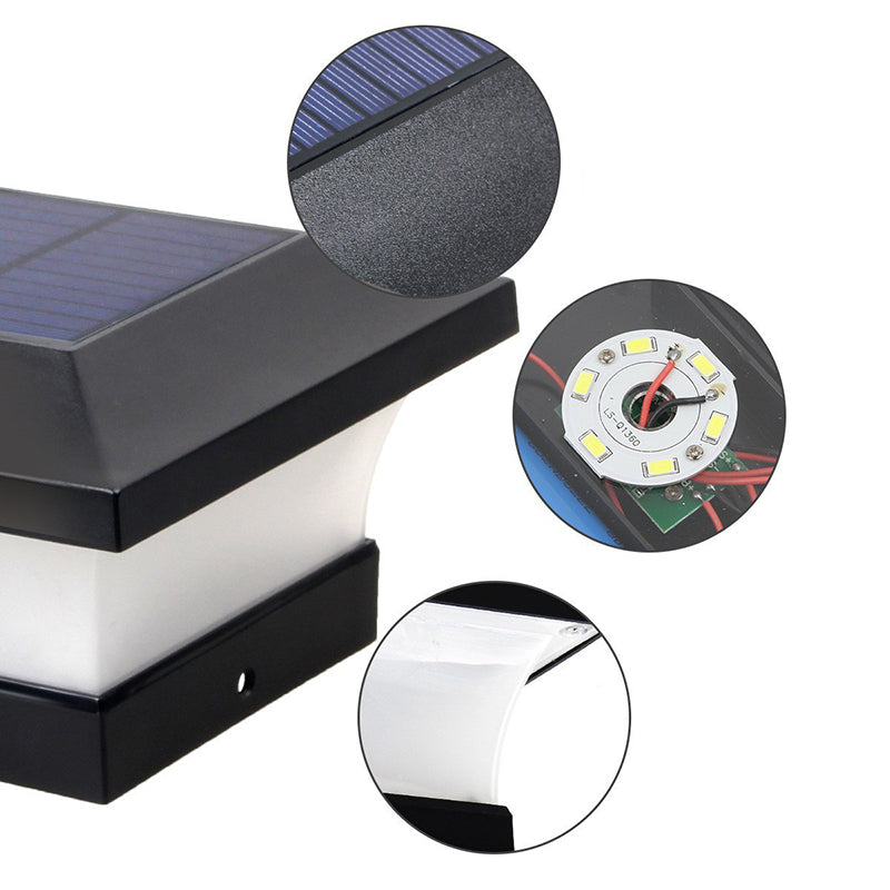 Black Square Pillar Lamp Outdoor Waterproof Solar Lights for Garden