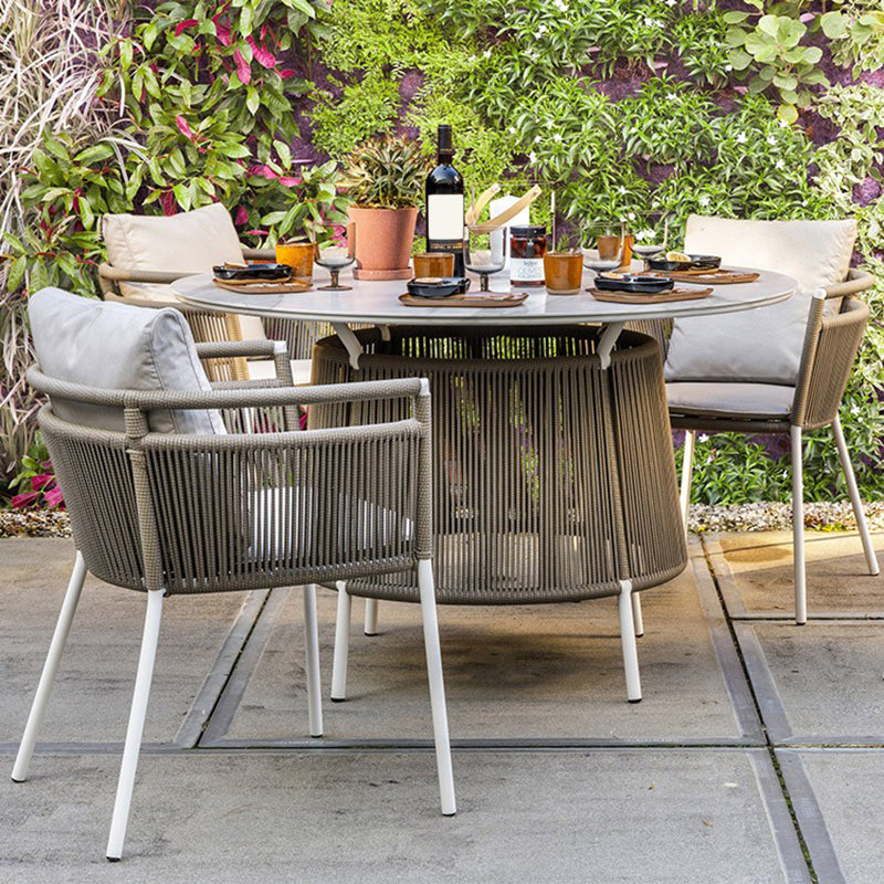 Boho Style Dining White Round Stone 1/2/5/6 Pieces Dining Set