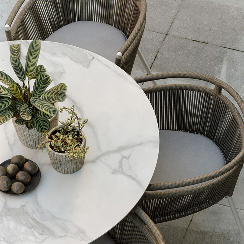 Boho Style Dining White Round Stone 1/2/5/6 Pieces Dining Set