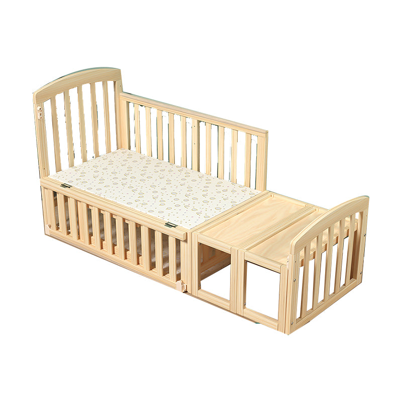 Wooden Solid Color Baby Crib Traditional Animal Print Nursery Bed