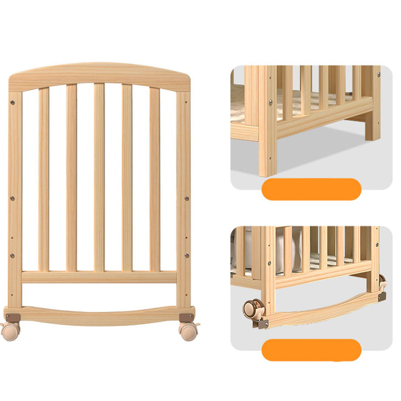Wooden Solid Color Baby Crib Traditional Animal Print Nursery Bed