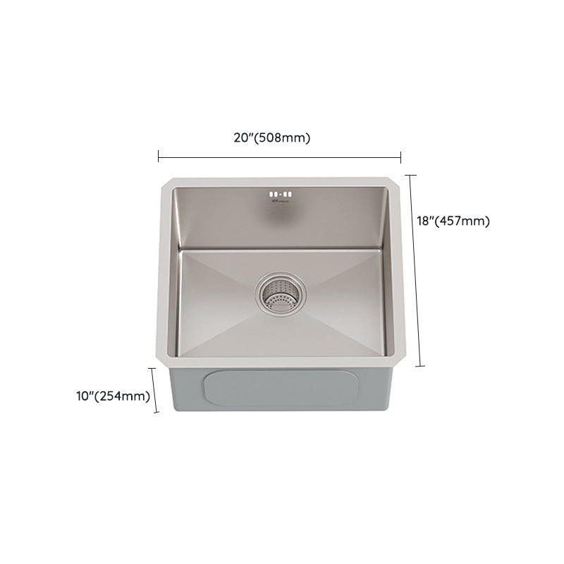 Square Stainless Steel Kitchen Sink Single Bowl Sink with Drain Assembly