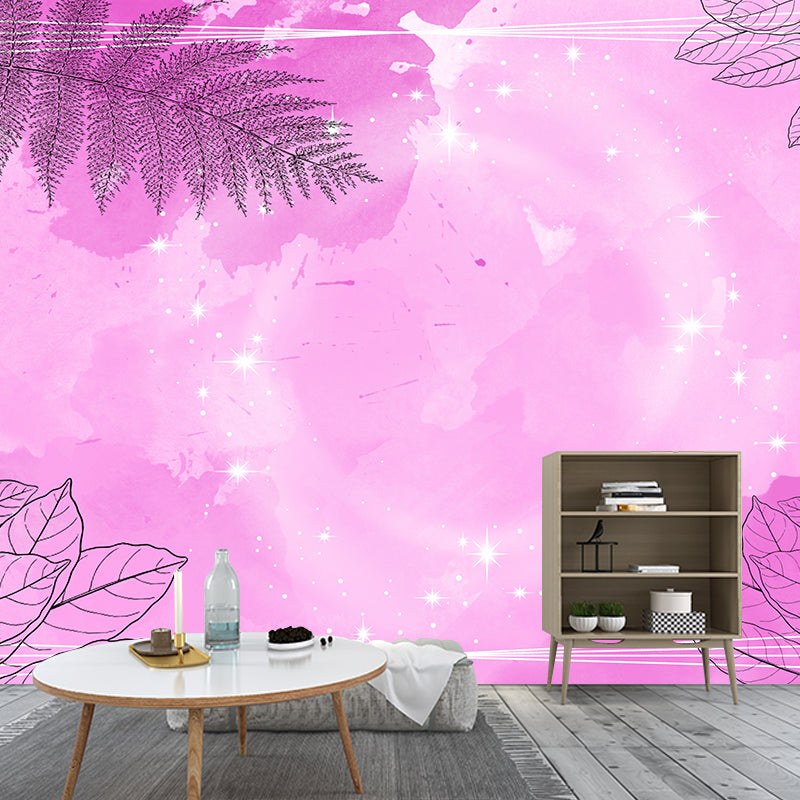 Eco-friendly Plant Illustration Wall Mural Wallpaper Sitting Room Wall Mural