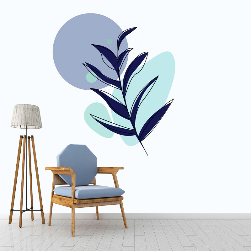 Eco-friendly Plant Illustration Wall Mural Wallpaper Sitting Room Wall Mural