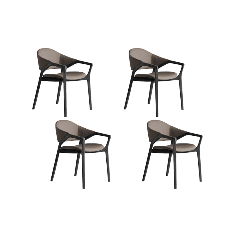 Leather Upholstered Dining Chair Solid Wood Frame Dining Arm Chair