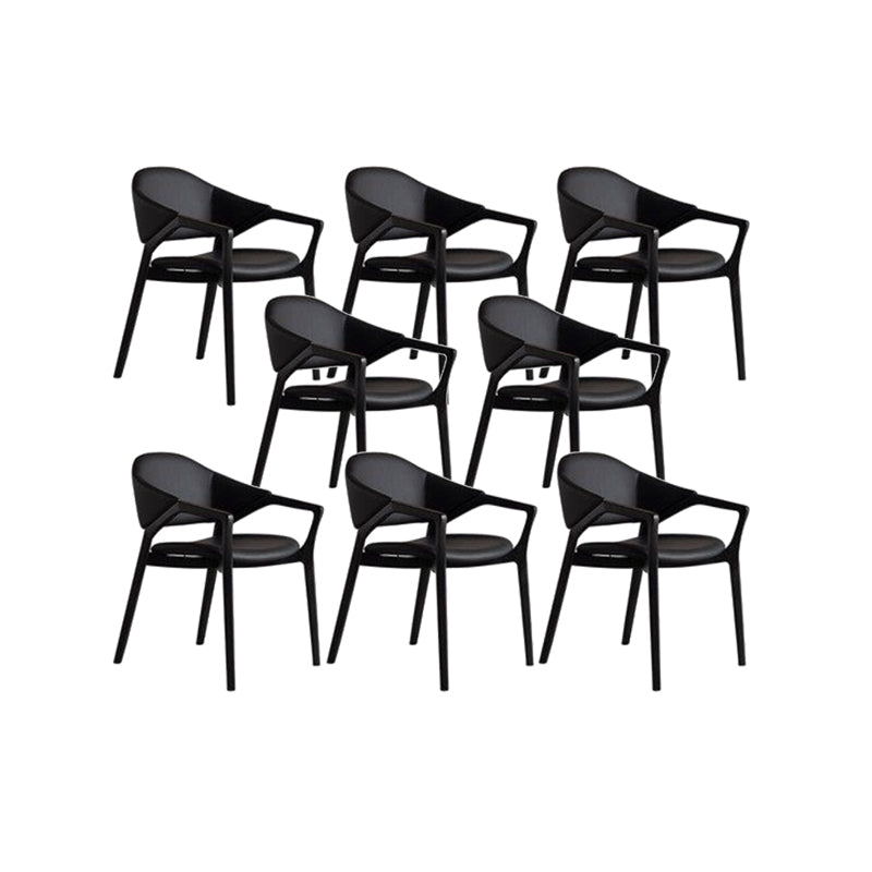 Leather Upholstered Dining Chair Solid Wood Frame Dining Arm Chair