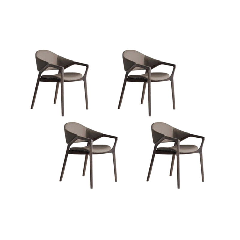 Leather Upholstered Dining Chair Solid Wood Frame Dining Arm Chair