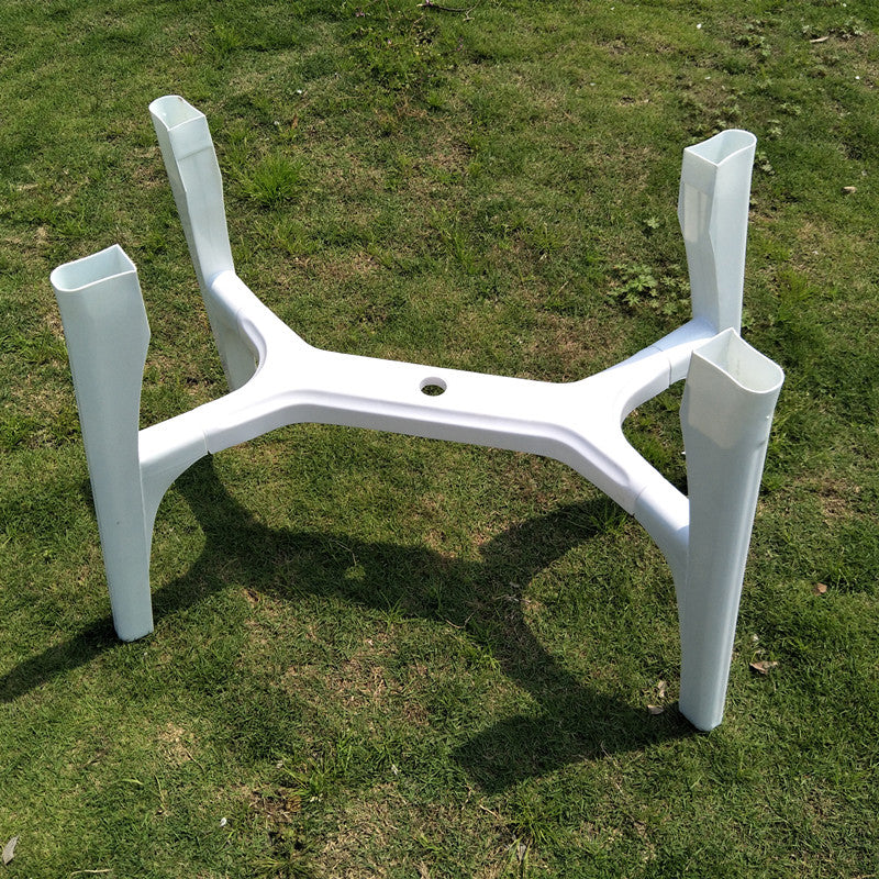 Plastic Outdoor Dining Table Modern White Patio Table with Umbrella Hole