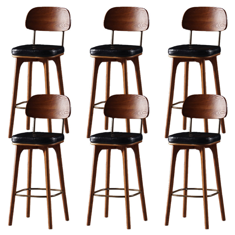Leather Bar Stools with Wood Frame Contemporary Armless Stools for Home