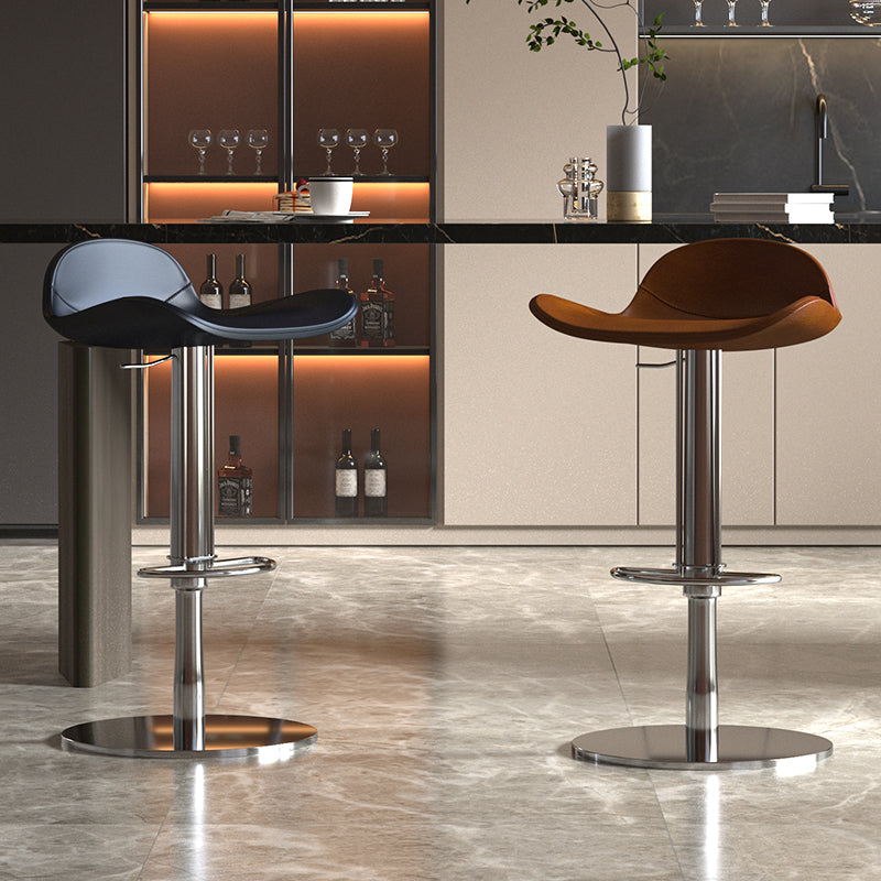 Contemporary Metal Legs Bar Stools Faux Leather Counter Chair
