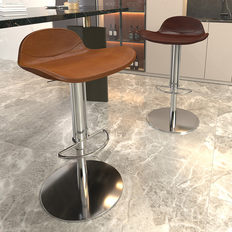 Contemporary Metal Legs Bar Stools Faux Leather Counter Chair